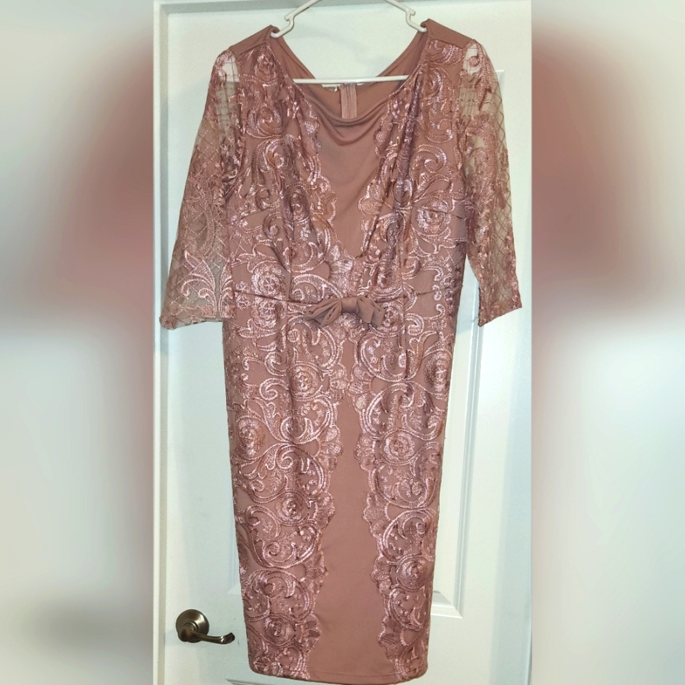 Lovely Mauve color lacey dress. Size L